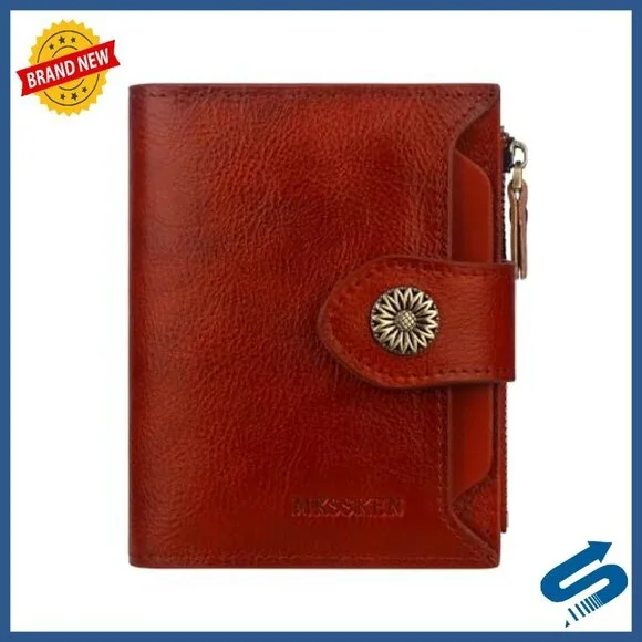 Genuine Leather RFID Wallet Women's Bifold Compact Card Holder ID Window - Picture 2 of 7